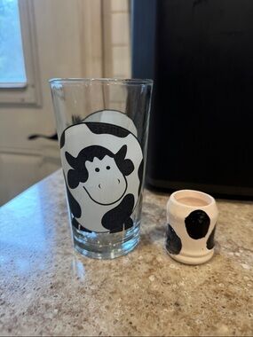 Cow glass and toothpick holder